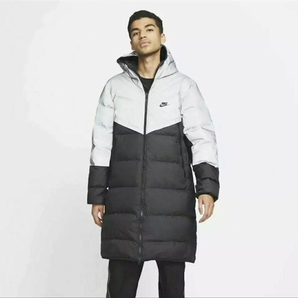Nike Down Fill Shield 3M Reflective Parka Jacket Black Silver XXL $395